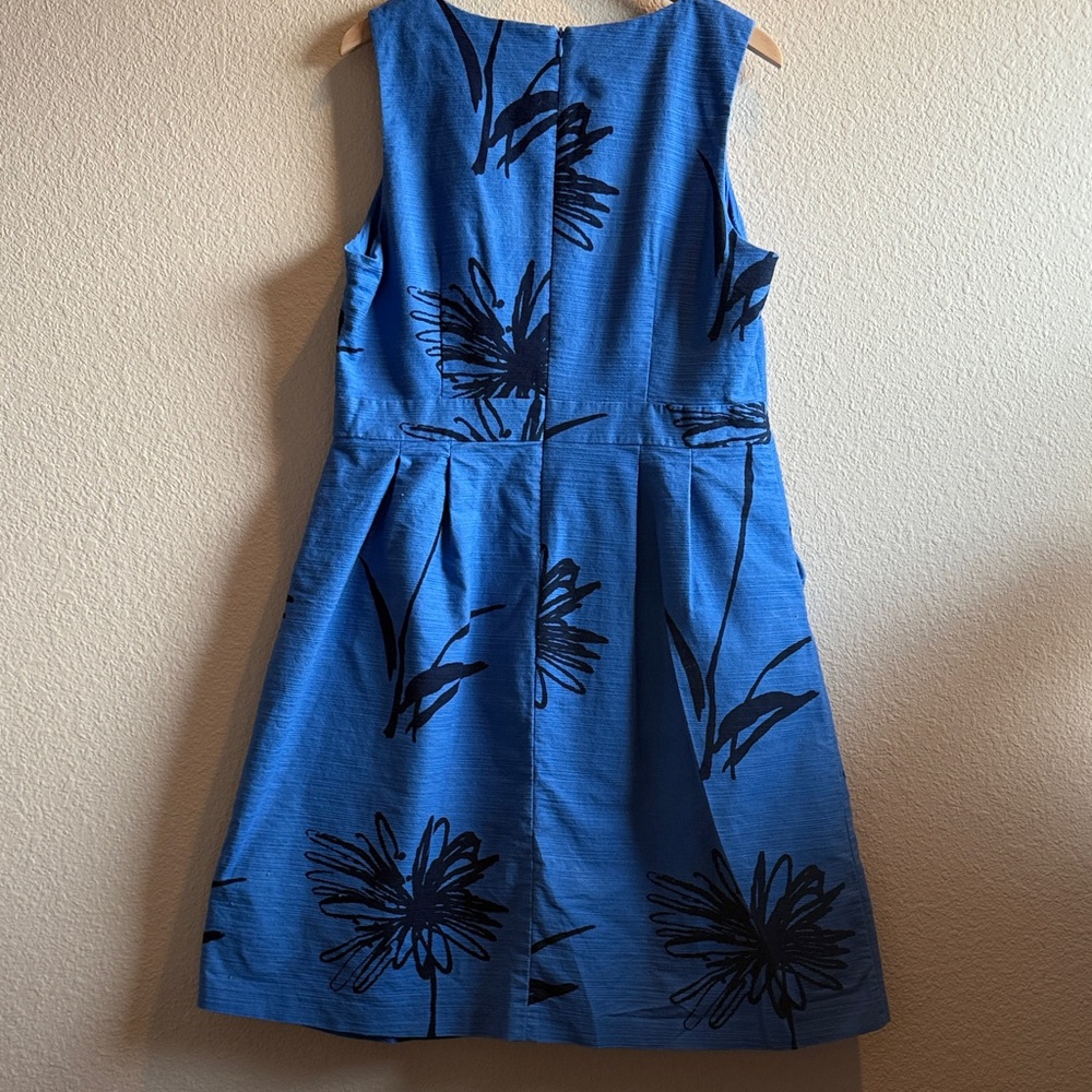 Boden Blue Midi Dress with Black Floral Design size 14 - Picture 4 of 6